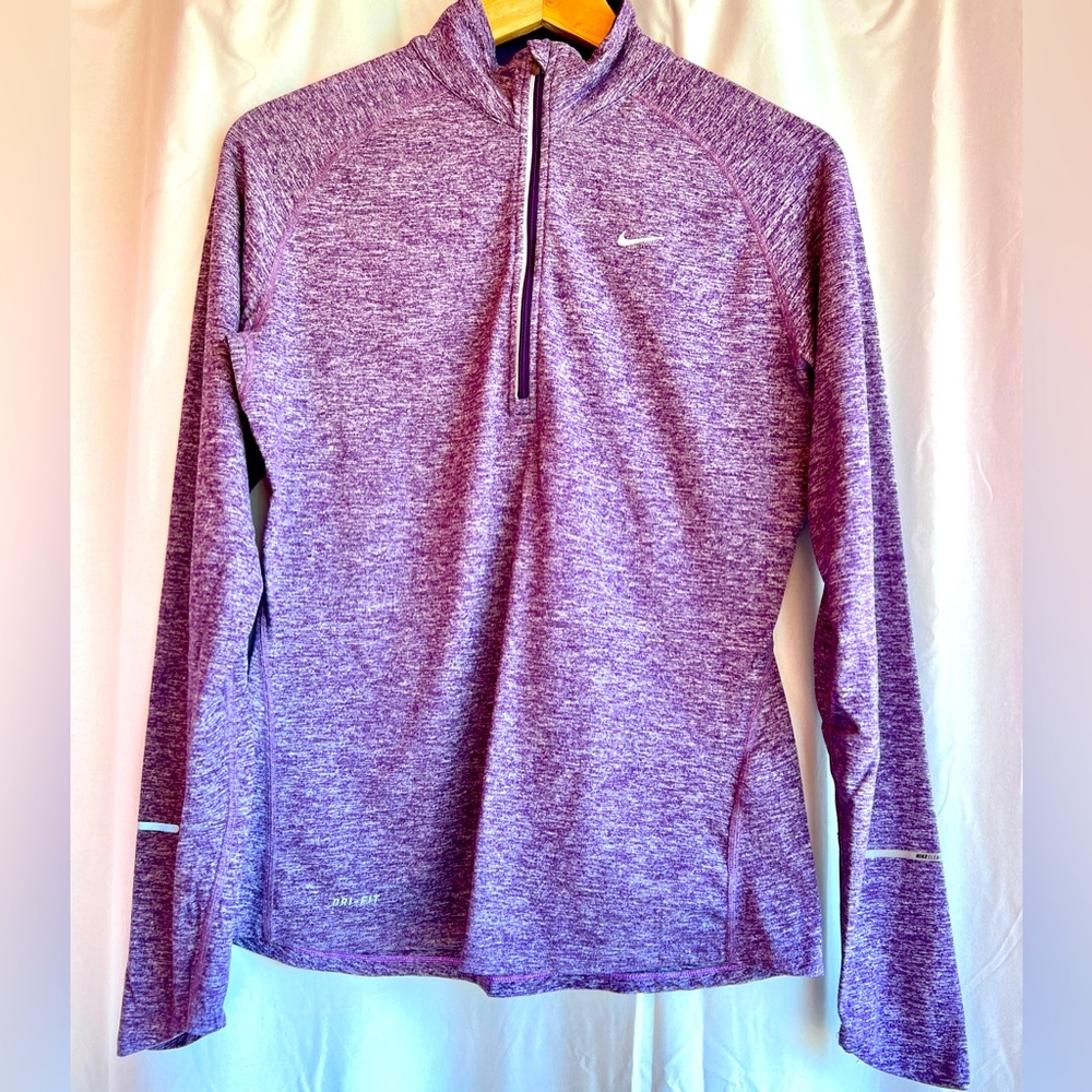 NIKE Element Dri-Fit 1/4 Zip Long Sleeve Pullover Heathered Purple Women Med EUC